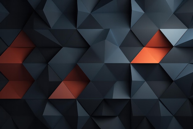 Fundo geométrico abstrato com padrão triangular preto e laranja dinâmico