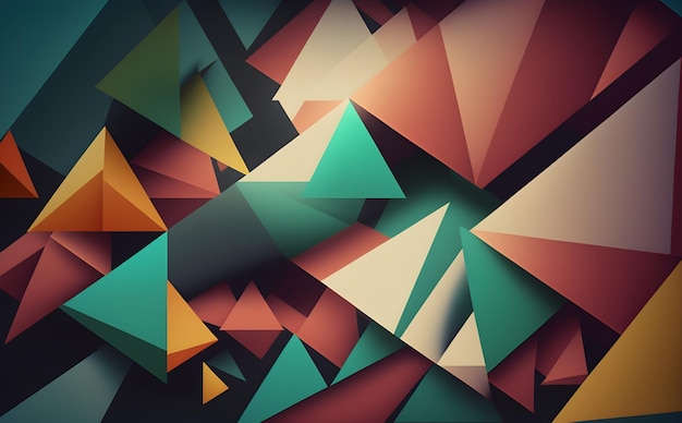 Fundo geométrico abstrato com uma série de triângulos em uma paleta de cores legal Generative AI