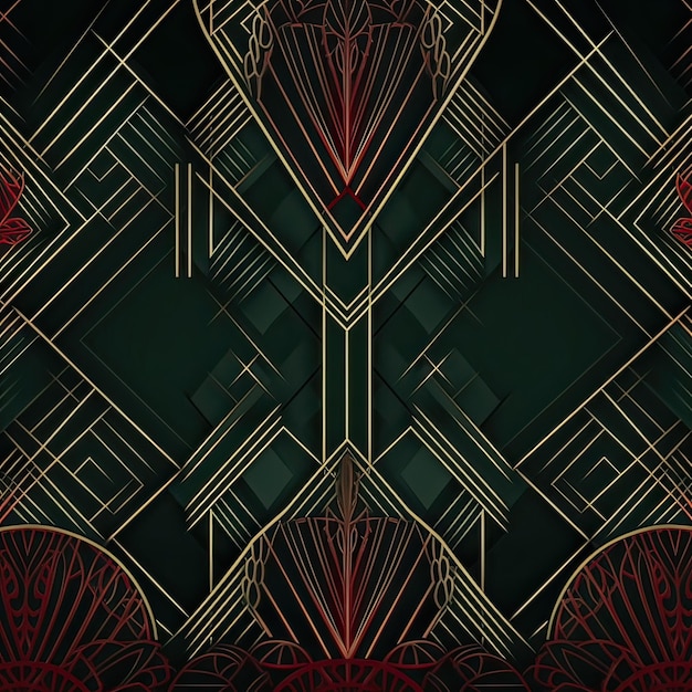 Foto fundo geométrico abstrato verde escuro e vermelho escuro geração de imagem de fundo ai