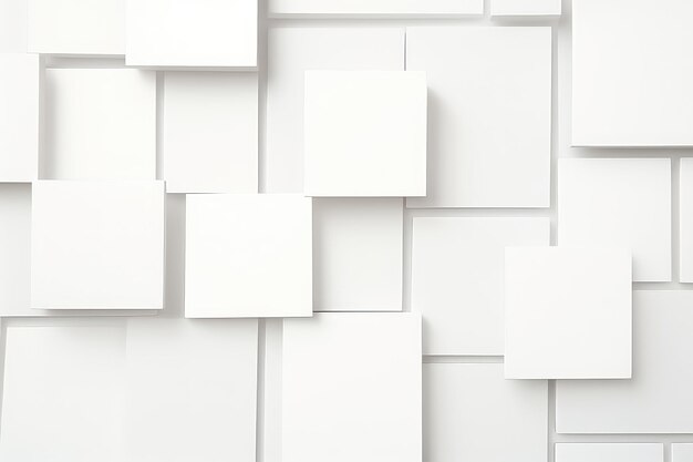 Fundo geométrico branco abstrato com maquete de cartões quadrados em branco