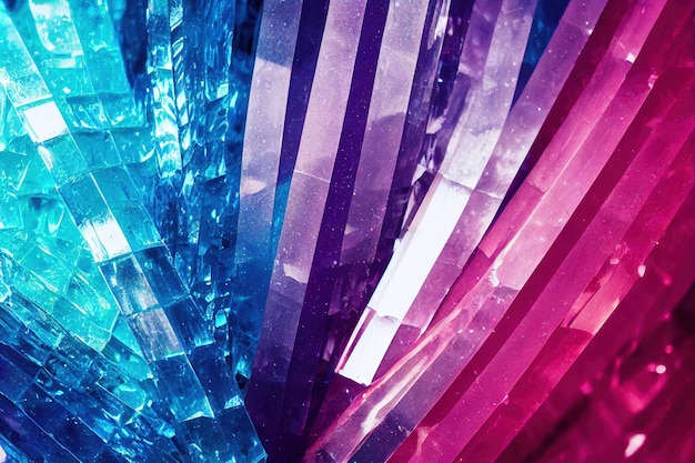 Fundo geométrico com elementos em forma de longos cristais iridescentes multicoloridos