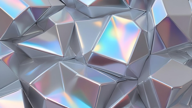 Fundo geométrico com textura 3D holográfica abstrata