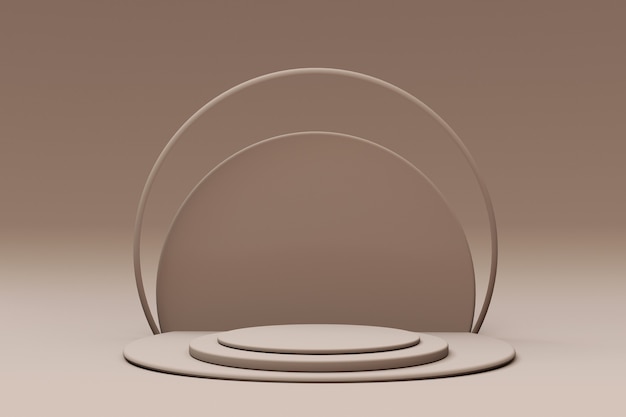 fundo geométrico mínimo para apresentação do produto ilustração da renderização 3d do pódio bege redondo