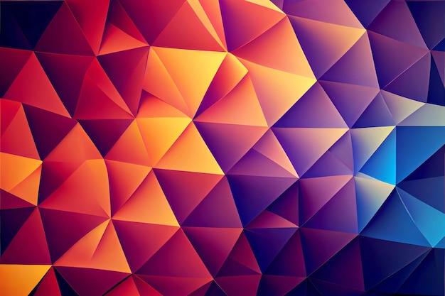 Fundo gradiente triangular de mosaico colorido Ilustração generativa de IA