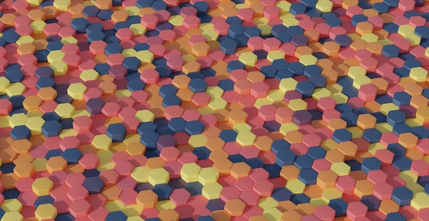 Fundo hexagonal arco-íris várias cores ilustração 3d Fundo abstrato colorido hexágono conceito fundo suave colorido luz fundo hexágono conceito design abstrato tecnologia fundo
