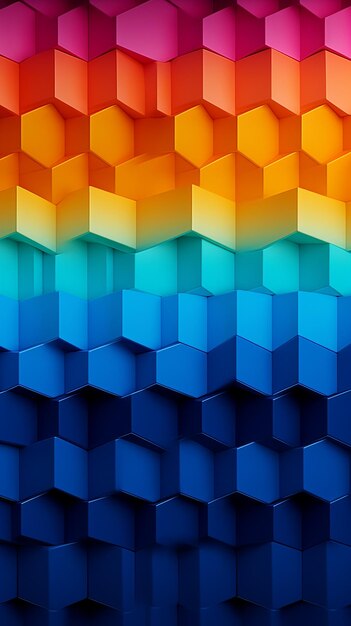 Fundo hexagonal de gradiente colorido 3D