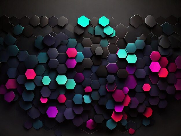 Fundo hexagonal escuro com cor de gradiente