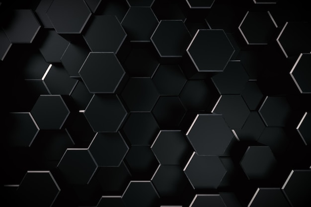 fundo hexágono preto renderizado 3d abstrato