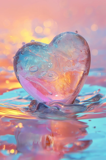 Fundo holográfico em forma de coração para o Dia dos Namorados