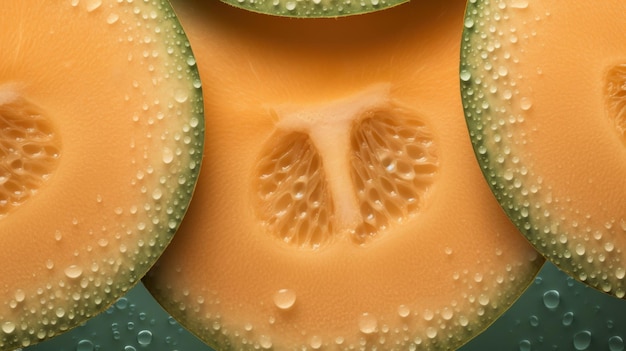 Fundo Horizontal de Frutas Cantaloupe Orgânicas Frescas