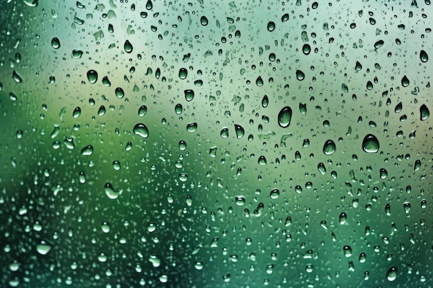 Fundo ideal de gotas de chuva na janela com um pano de fundo verde perfeito para representar dias chuvosos Generative AI