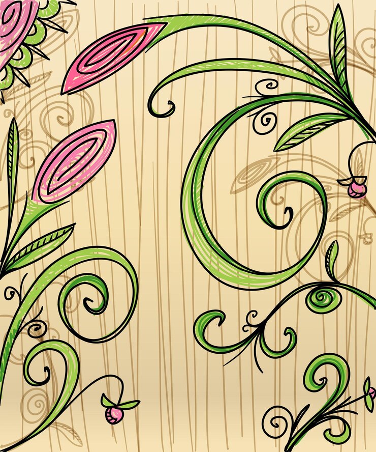 Foto fundo ilustrado floral desenhado à mão