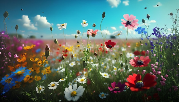 Fundo inspirador de flores coloridas Generative AI