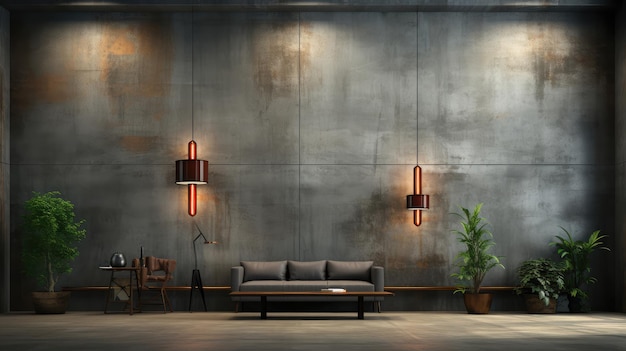Foto fundo interior industrial minimalista 3d mockups design 3d highquality mockups generative ai