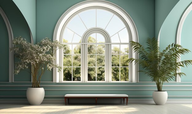 fundo interior minimalista em cor verde claro foco suave seletivo