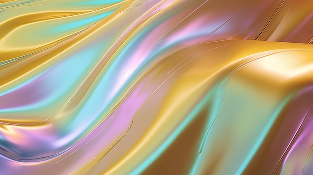 Fundo iridiscente abstrato com cores pastel de textura plástica holográfica Generative AI