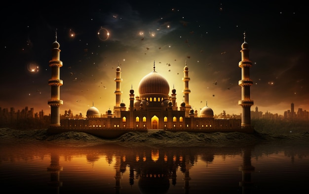 Fundo islâmico adequado para saudações do Eid Fitr Adha Muharram Ramadan