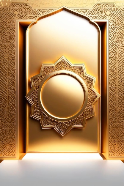 Foto fundo islâmico com padrão árabe ramadan kareem moldura decorativa dourada