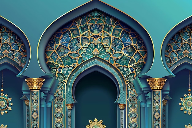 fundo islâmico dourado e verde