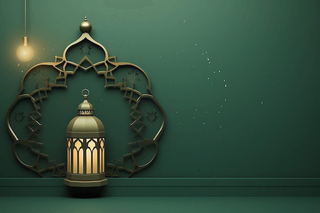 Fundo islâmico verde e lanterna