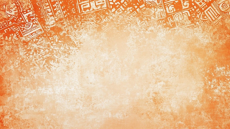 Foto fundo laranja com desenhos intrincados brancos no canto direito