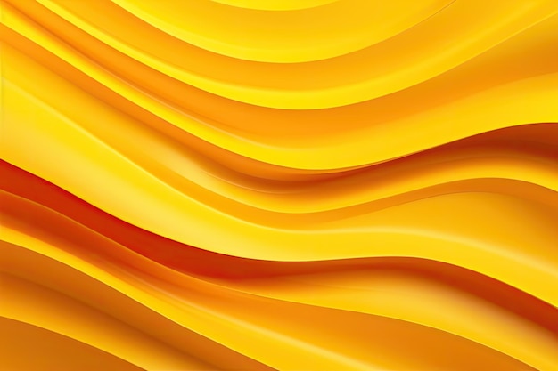 Fundo laranja ondulado abstrato renderização 3d ilustração 3d Efeito de papel dobrado abstrato Fundo amarelo colorido brilhante AI gerado