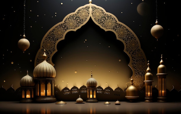 Fundo legante para um cartaz com um tema do Ramadan decorado com uma lanterna