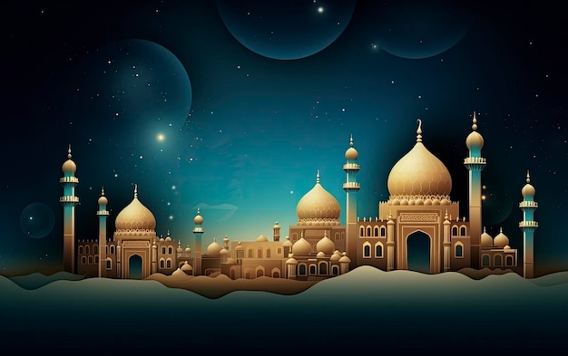 Fundo legante para um cartaz com um tema do Ramadan decorado com uma lanterna