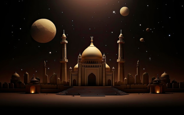 Fundo legante para um cartaz com um tema do Ramadan decorado com uma lanterna