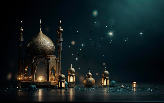 Fundo legante para um cartaz com um tema do Ramadan decorado com uma lanterna