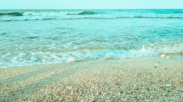 fundo lindo de areia clara e pedras na praia