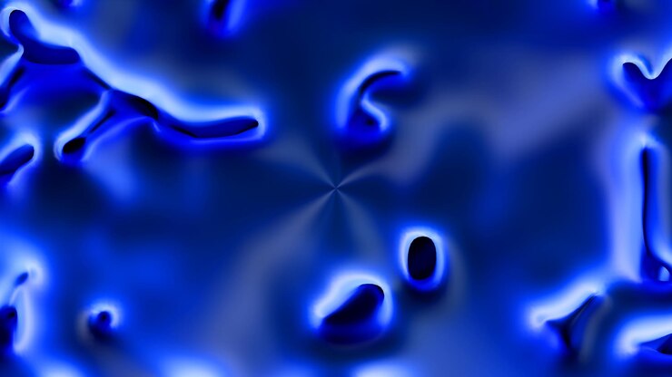 Fundo líquido abstrato em cor azul com textura metálica