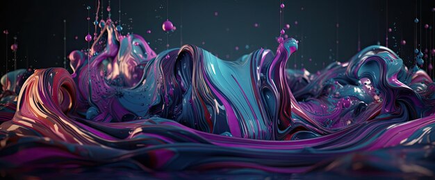 Fundo líquido abstrato roxo e azul das ondas cromáticas Generative AI