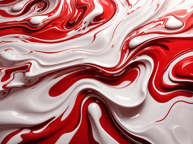 Fundo líquido e átomo abstrato com cor vermelha e branca