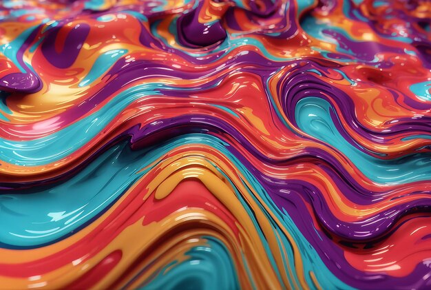 Fundo líquido ondulado colorido 3D e realista