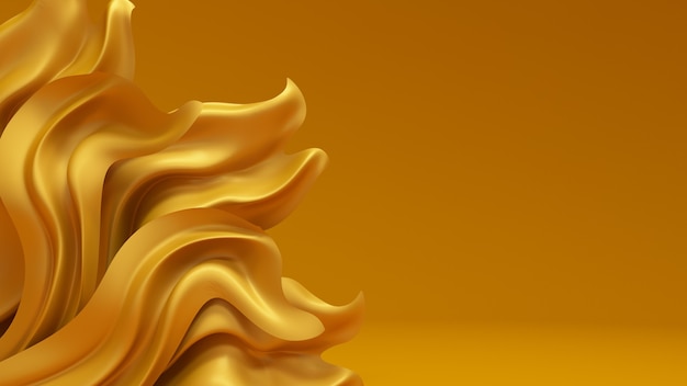 Fundo luxuoso com tecido dourado. Ilustração 3D, renderização em 3D.