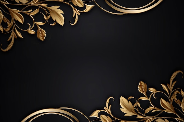 Fundo luxuoso preto e dourado com espaço de cópia