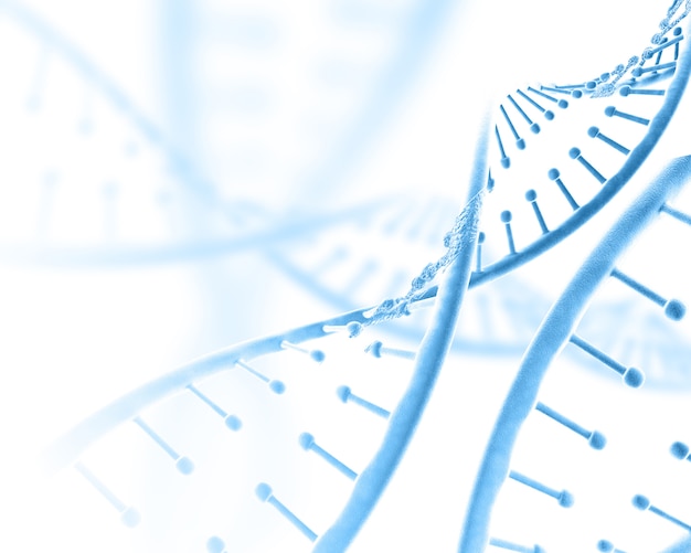 Fundo médico 3D com cadeias de DNA