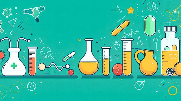 Fundo médico abstrato com ícones e símbolos planos