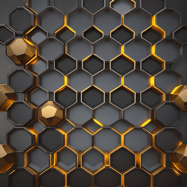 Fundo metálico abstrato hexagonal com luz