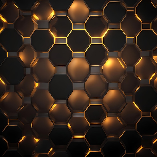 Fundo metálico abstrato hexagonal com luz