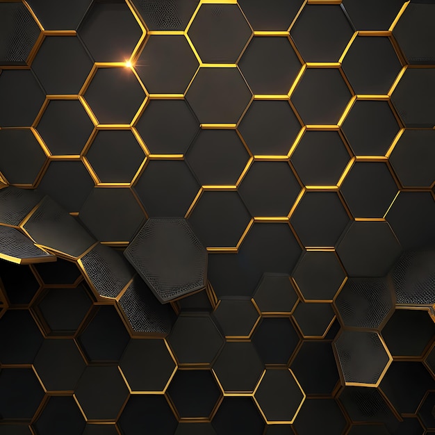 Fundo metálico abstrato hexagonal com luz