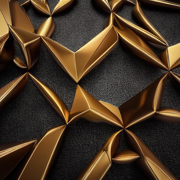 Foto fundo metálico dourado de luxo preto fundo geométrico abstrato de design premium ilustração 3d