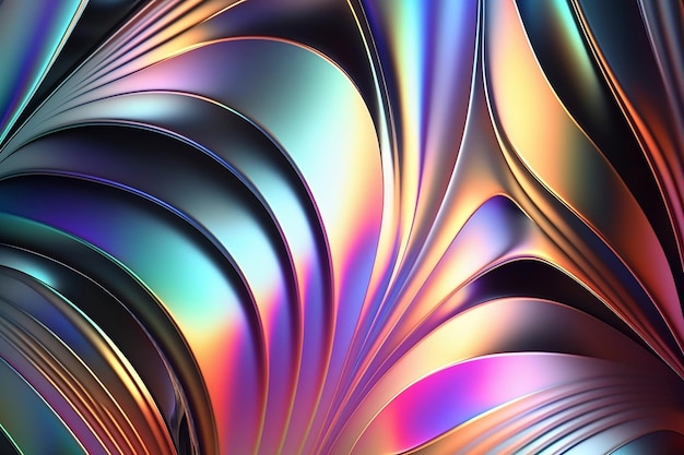 Fundo metálico holográfico abstrato Generative AI