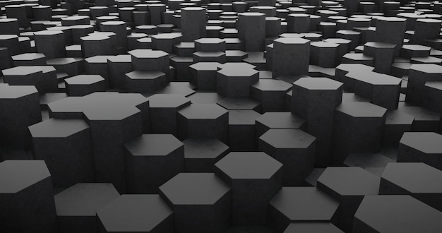 Foto fundo minimalista com hexagonal preto. ilustração 3d.