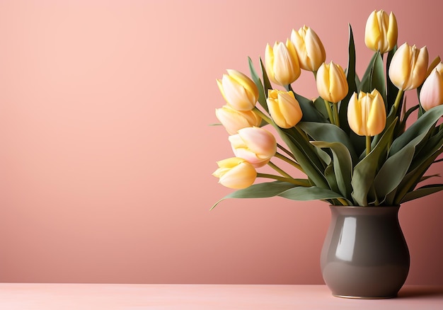 fundo minimalista com tulipas em cores de primavera para cartões casamento dia das mães dia dos namorados