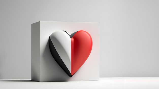 Fundo minimalista do dia dos namorados com símbolo do coração e arte gerada pela rede neural do espaço da cópia