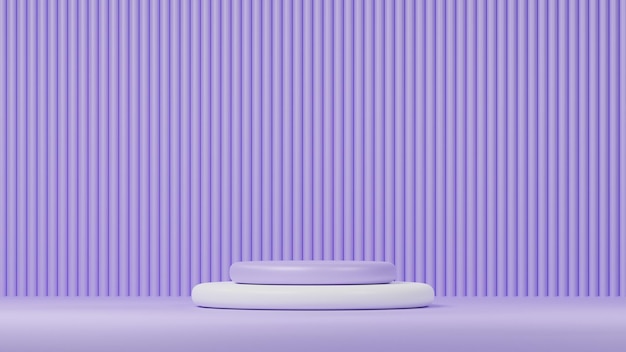 Fundo mínimo 3D pódio branco vazio de luxo exibe cor violeta elegante adequada para cosméticos