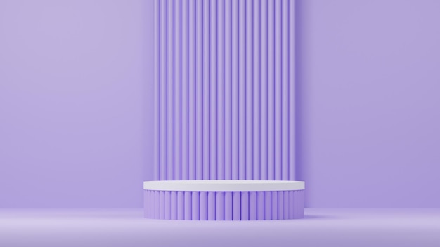 Fundo mínimo 3D pódio branco vazio de luxo exibe cor violeta elegante adequada para cosméticos