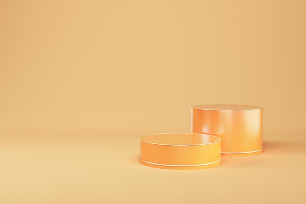 Fundo mínimo abstrato pedestal cilíndrico laranja para exibição do produto